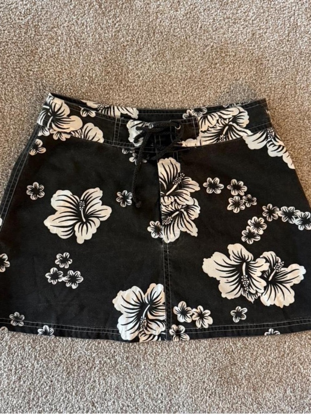 y2k coconut girl hibiscus cargo skirt